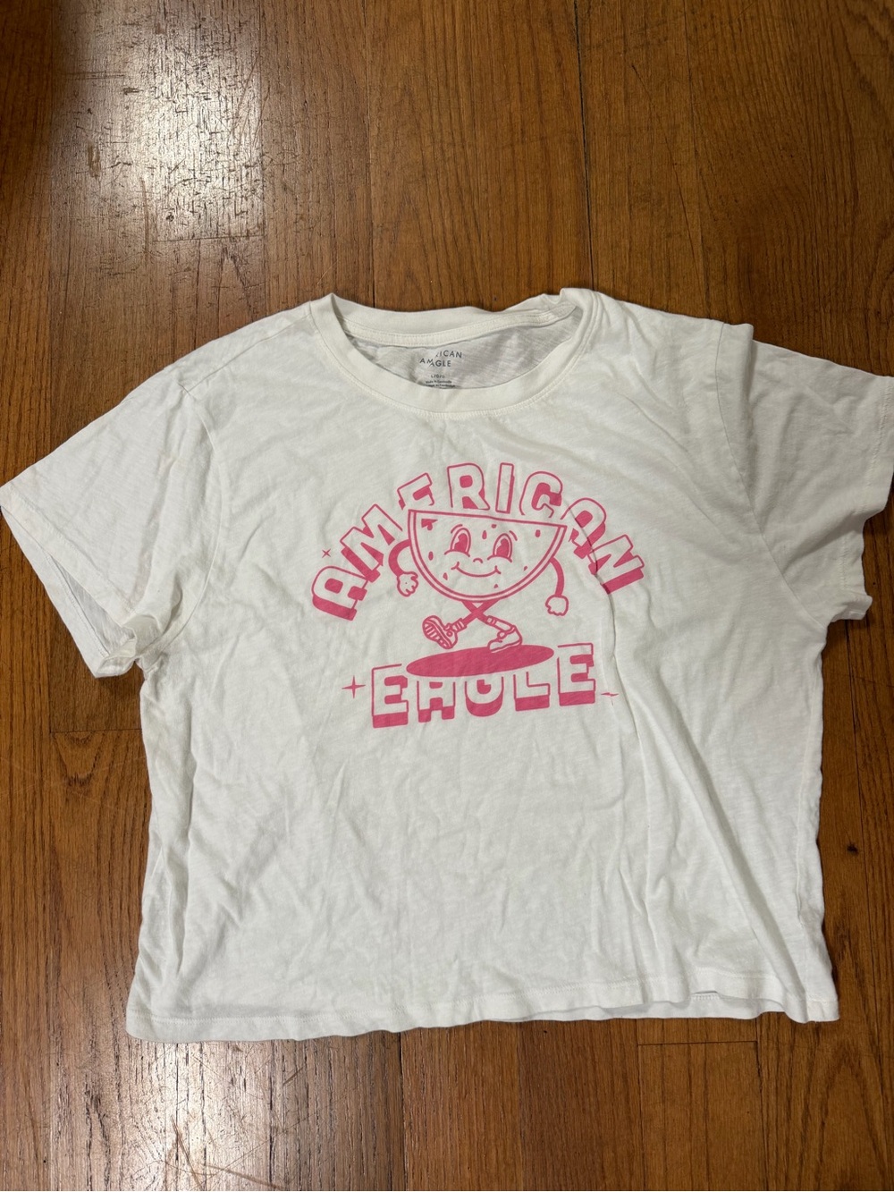 American Eagle AE Women's White Classic Graphic T-Shirt, 100% Cotton, Large